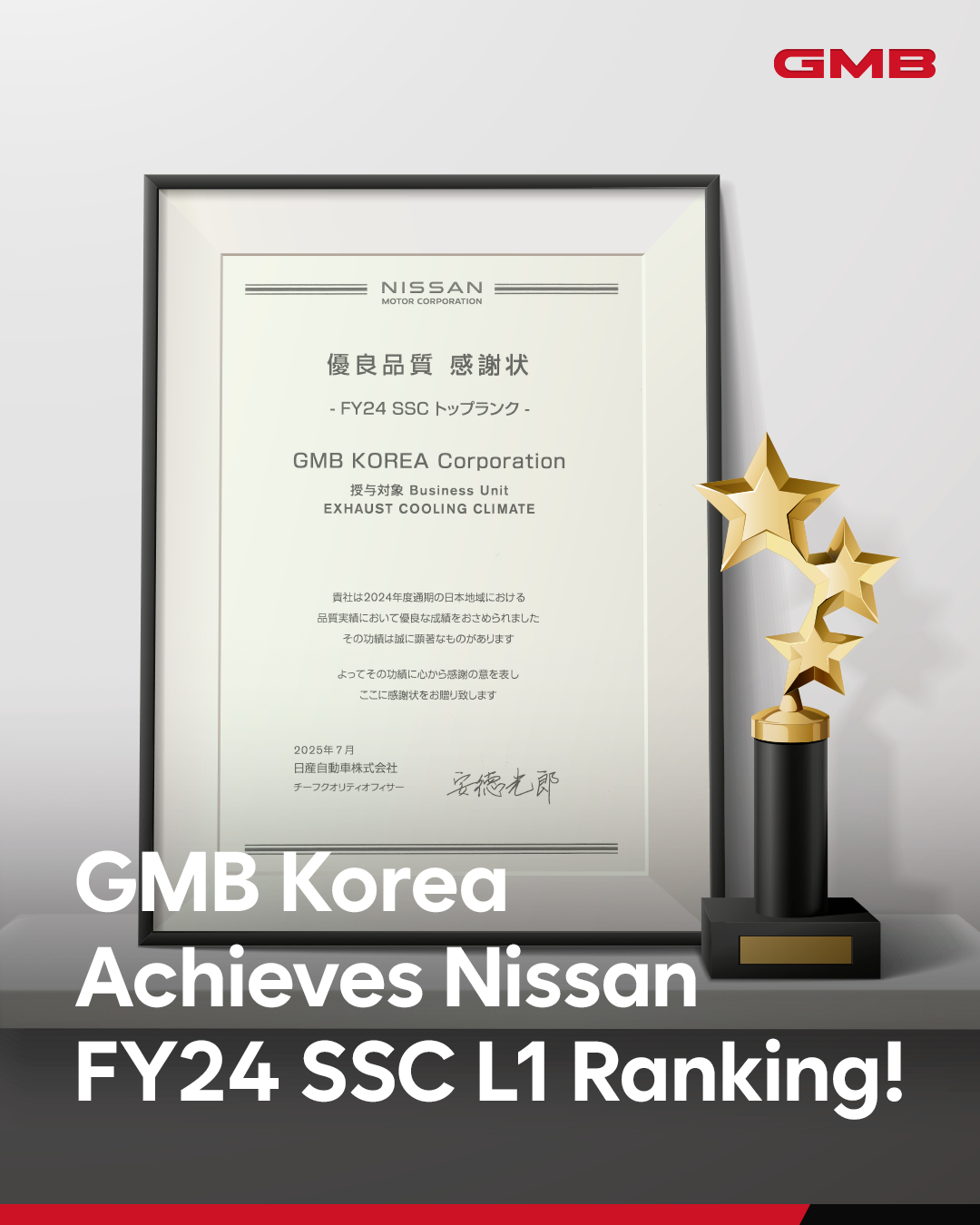 GMB, Nissan FY24 SSC L1 랭킹 달성